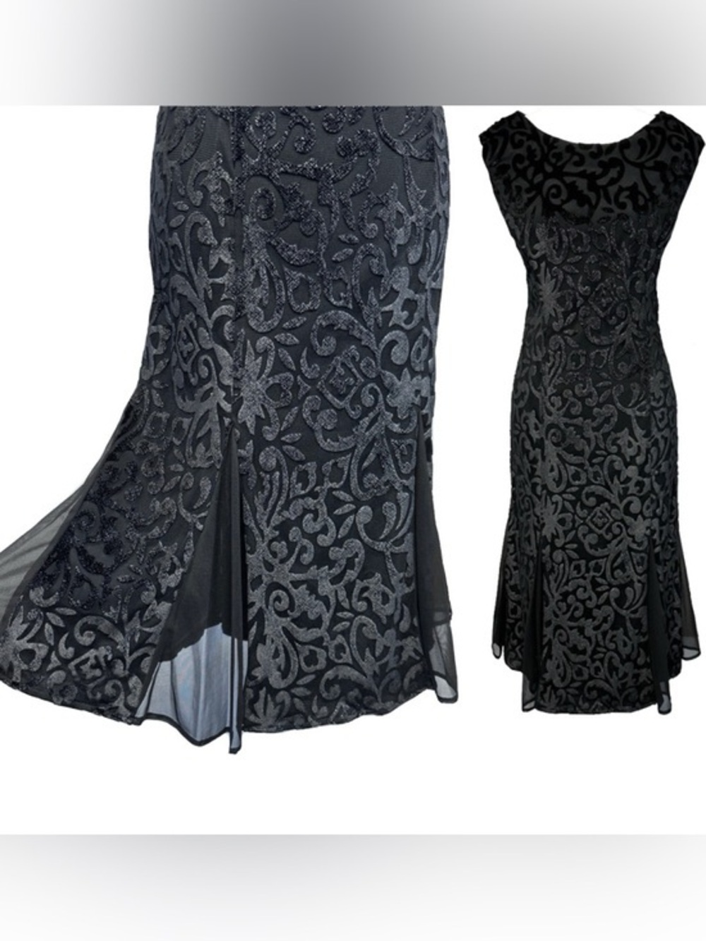 R&M Richards Sz 12 Velvet Lace Fit & Flare Dress Whimsygoth Fairy Grunge Formal